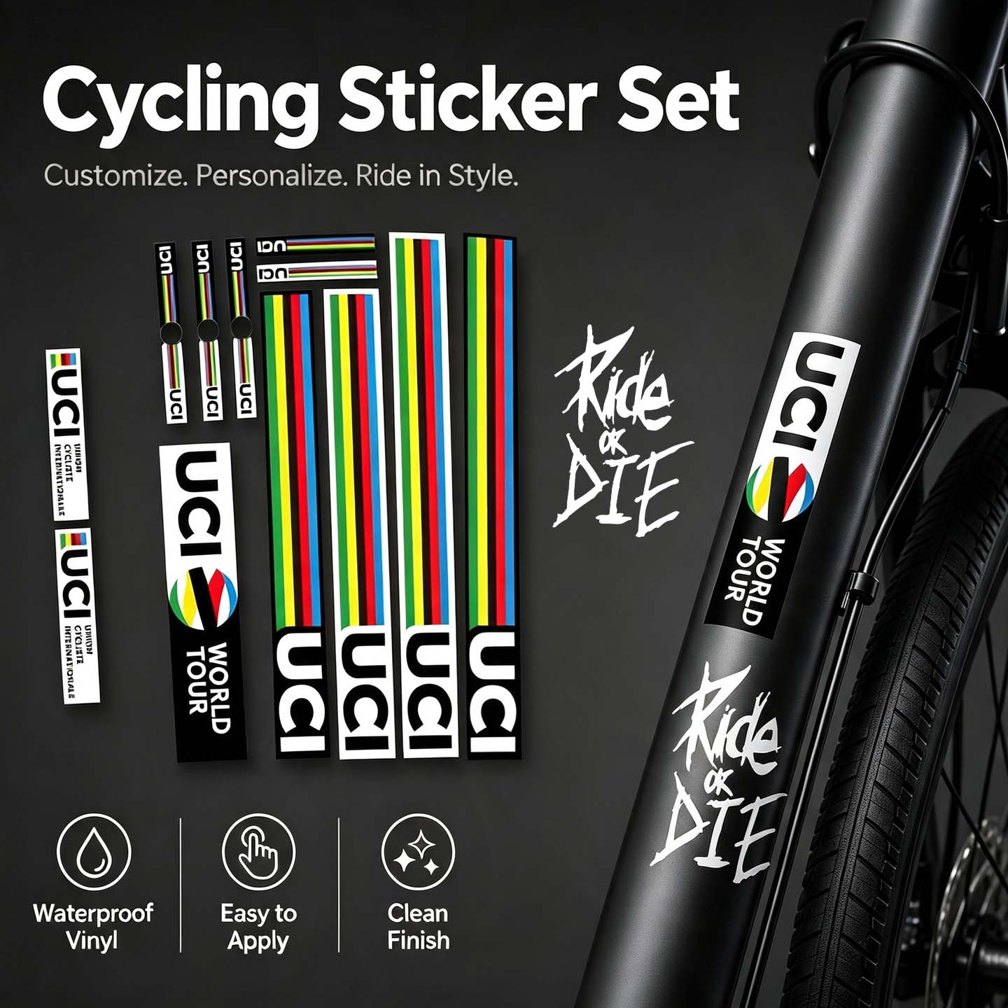 Mountain Biking Uci - Set Stiker Dekorasi Sepeda UCI DIY,