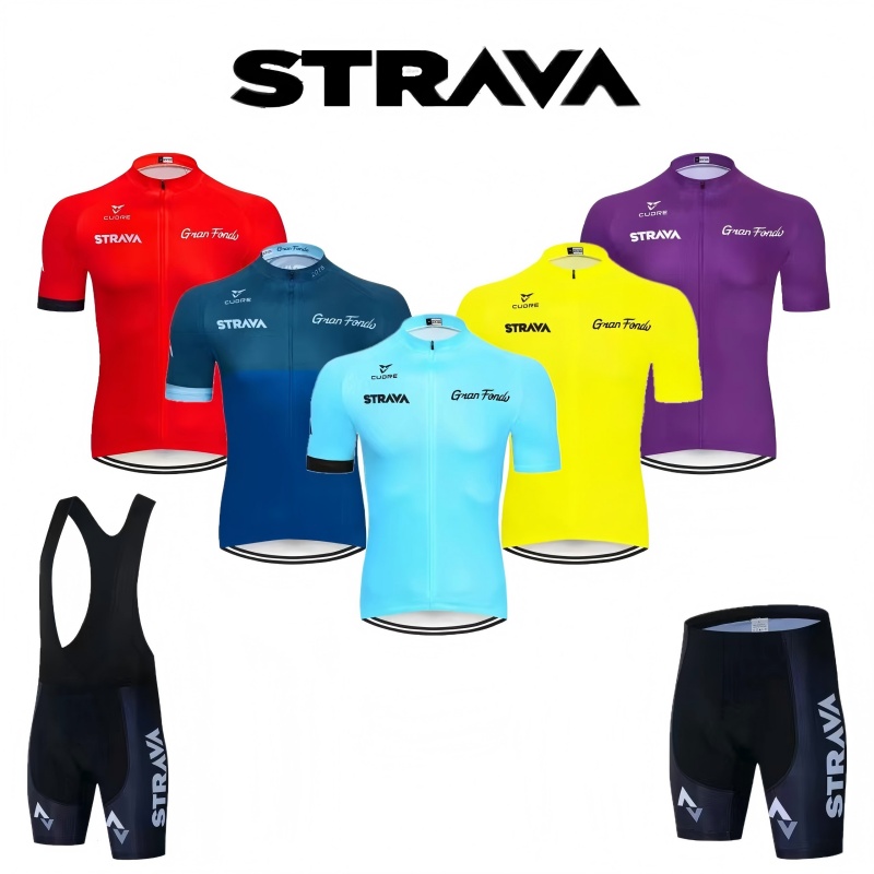 Mountain Biking Jerseys Men - Set Jersey Sepeda Strava, Kaos Bersepeda