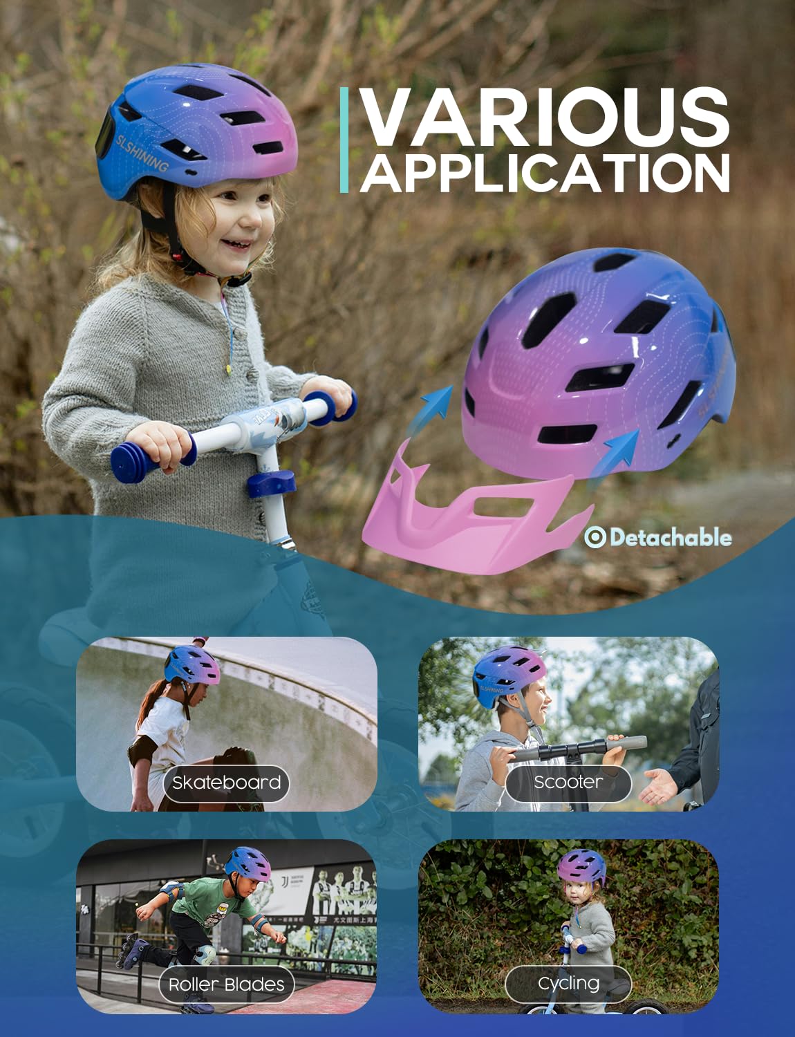 Helm Sepeda LED Isi Ulang deng - Mountain Biking For Kids ulasan dan harga